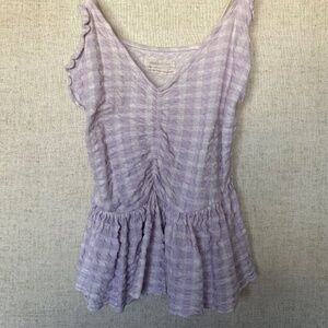 Urban Outfitters Lavender Gingham Ruched Peplum Cami Top Size M